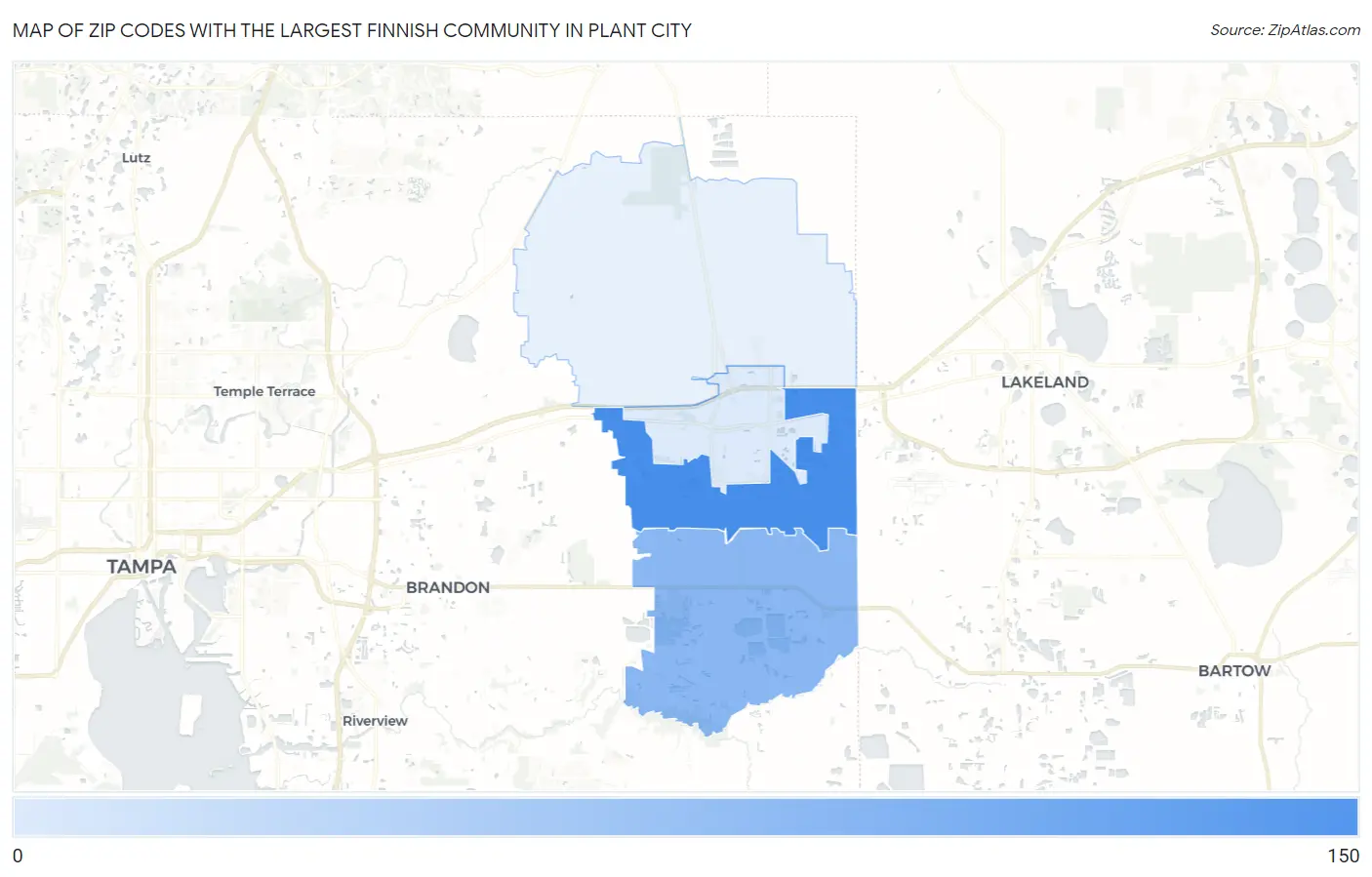Zip Codes with the Largest Finnish Community in Plant City Map