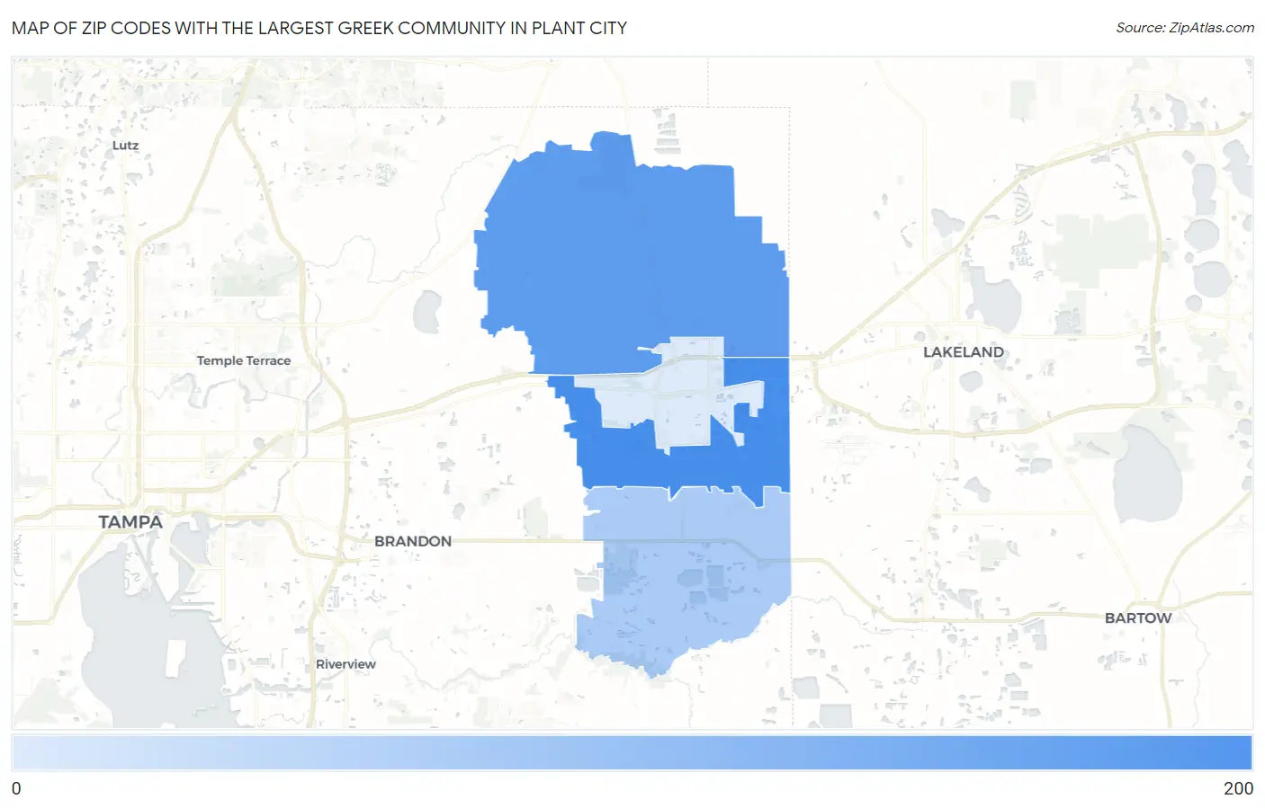 Zip Codes with the Largest Greek Community in Plant City Map