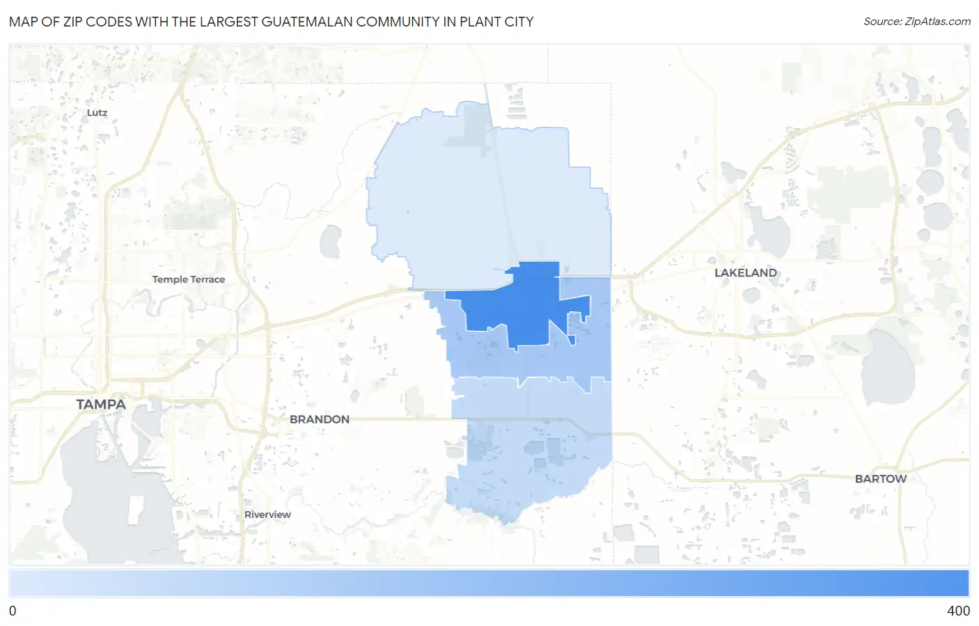 Zip Codes with the Largest Guatemalan Community in Plant City Map