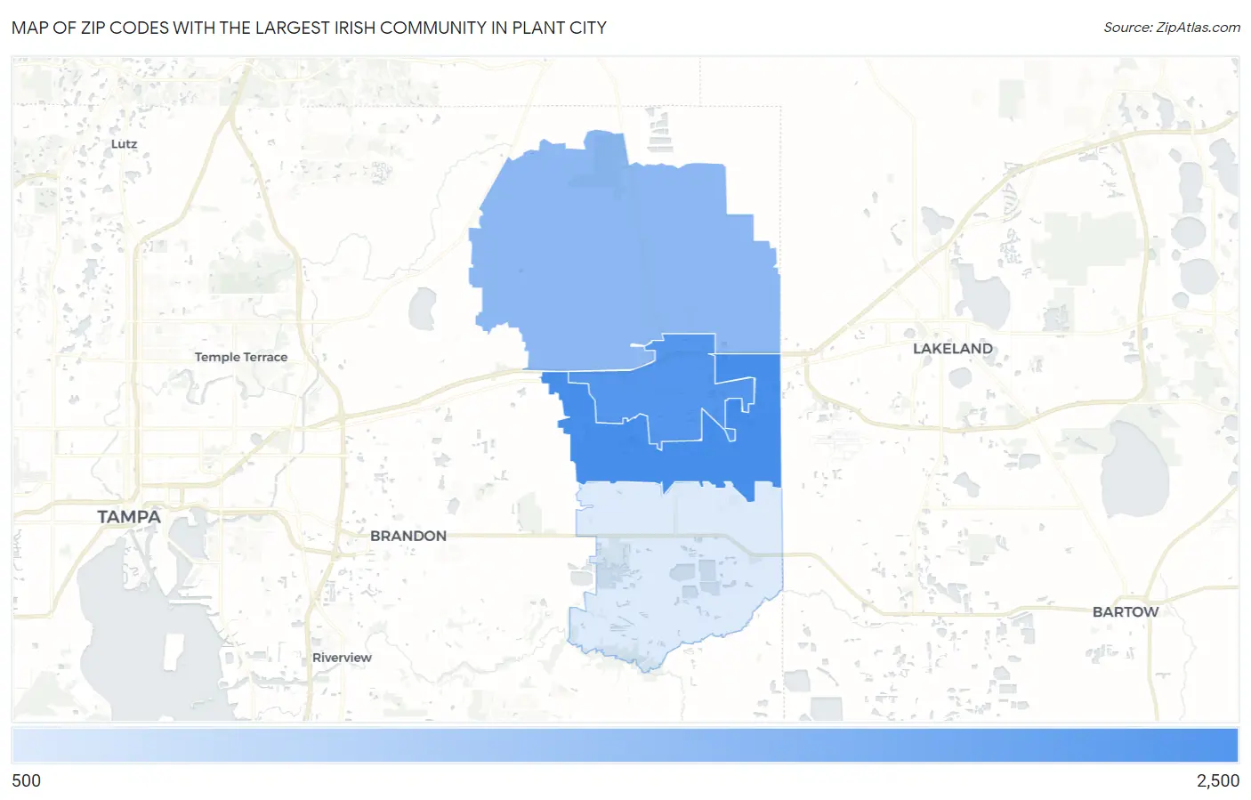 Zip Codes with the Largest Irish Community in Plant City Map