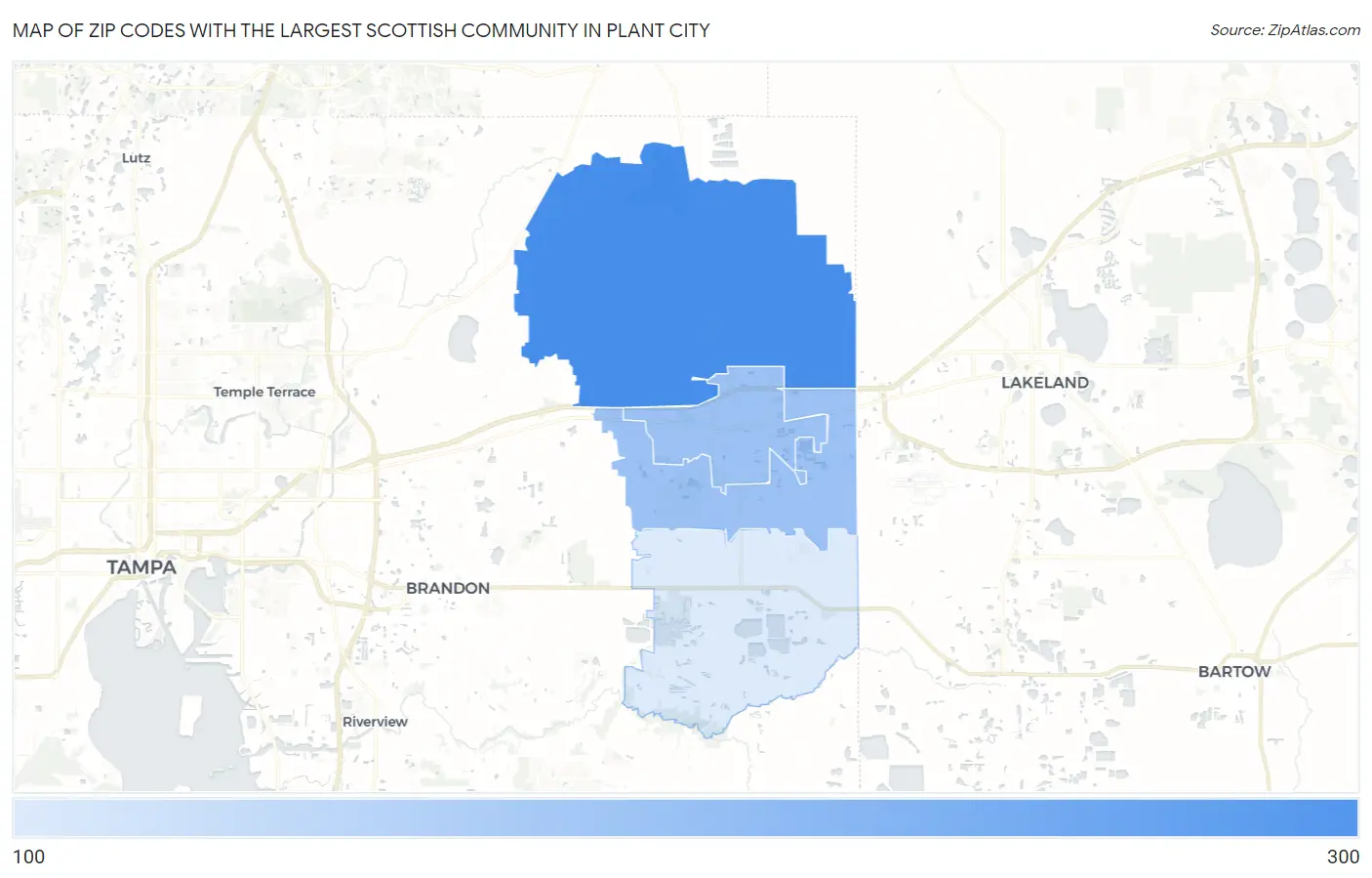 Zip Codes with the Largest Scottish Community in Plant City Map
