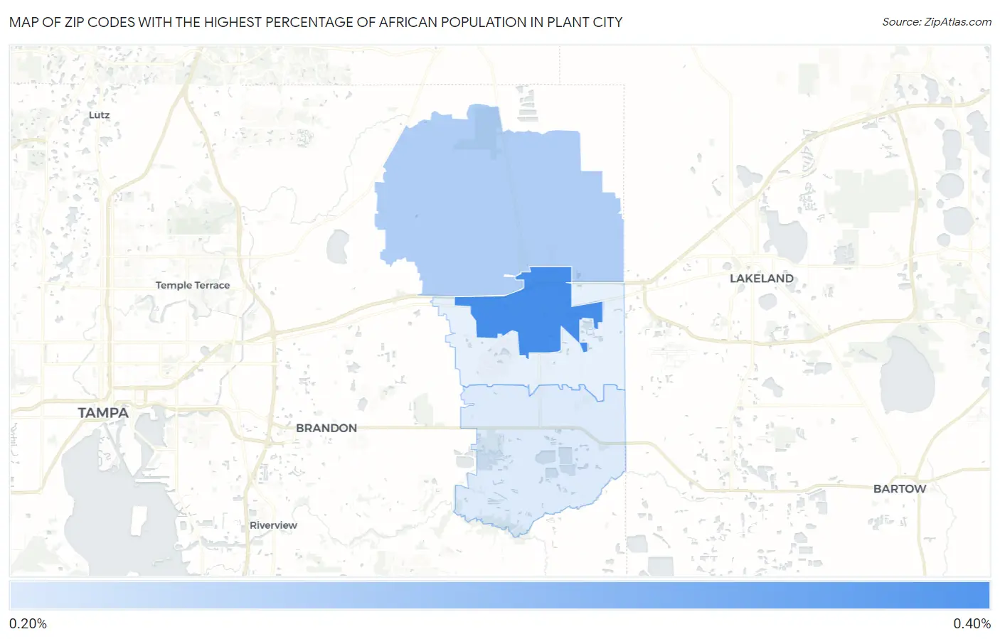 Zip Codes with the Highest Percentage of African Population in Plant City Map