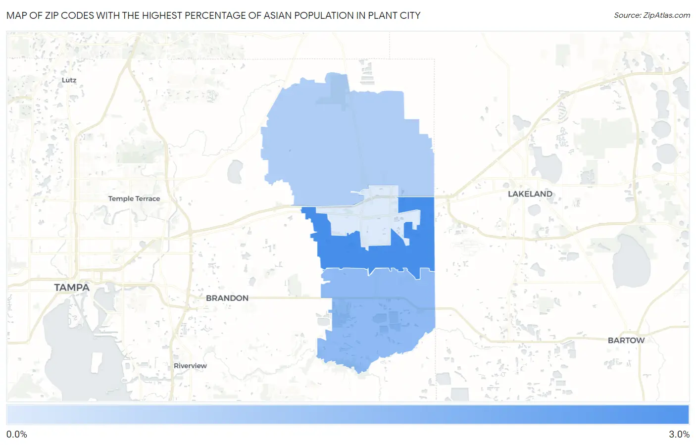 Zip Codes with the Highest Percentage of Asian Population in Plant City Map