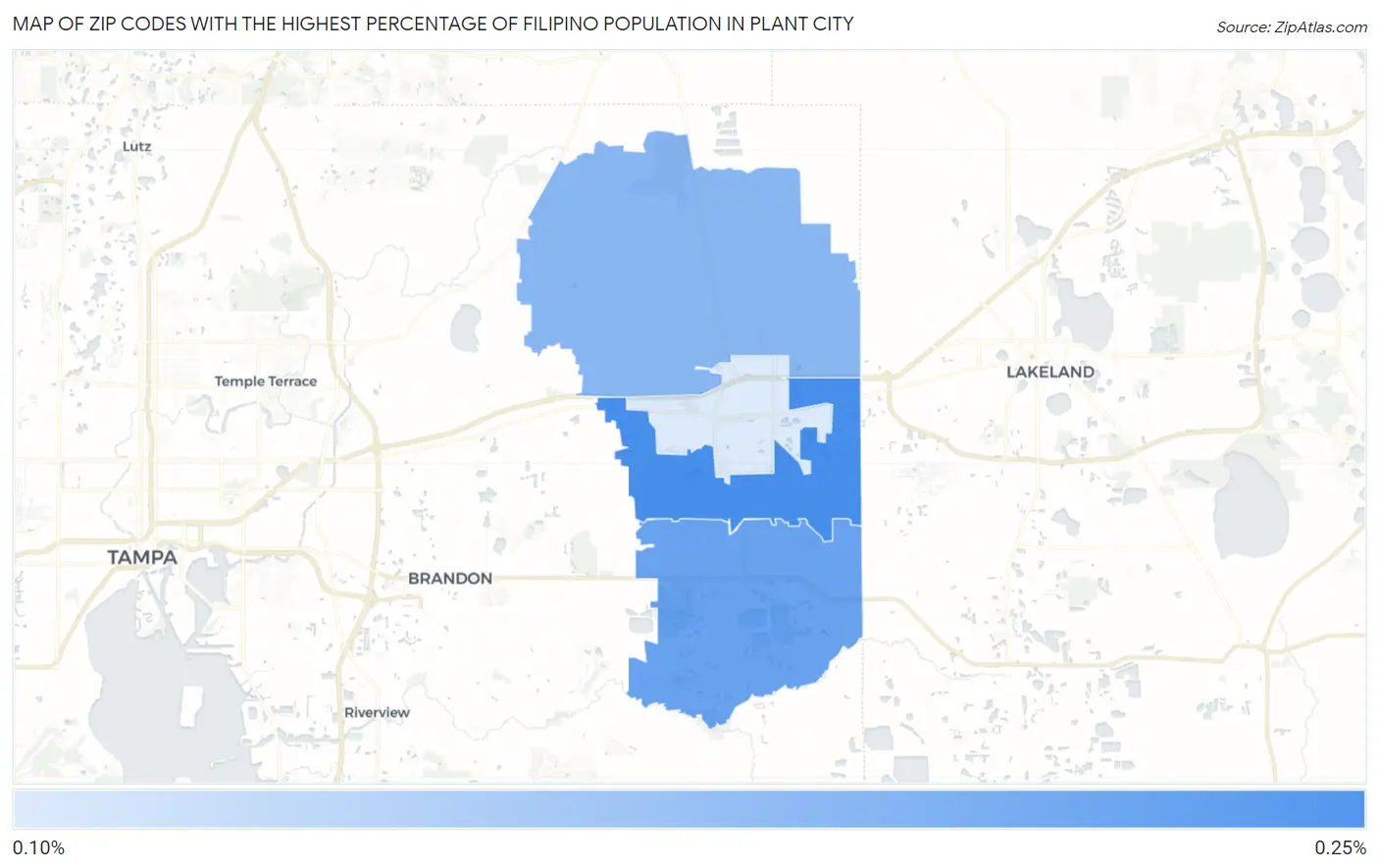 Zip Codes with the Highest Percentage of Filipino Population in Plant City Map