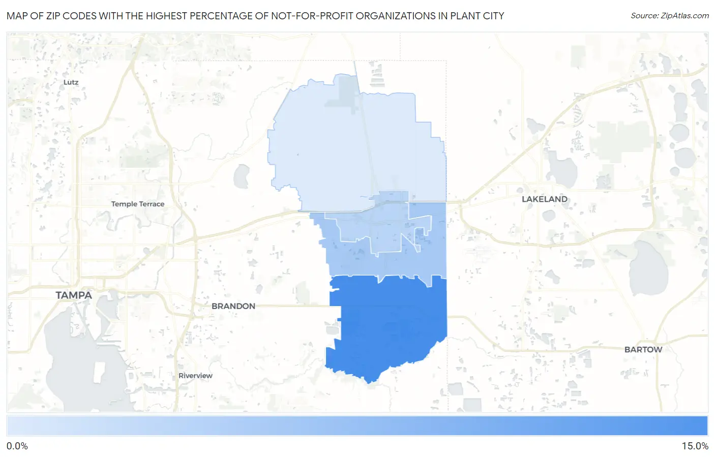 Zip Codes with the Highest Percentage of Not-for-profit Organizations in Plant City Map