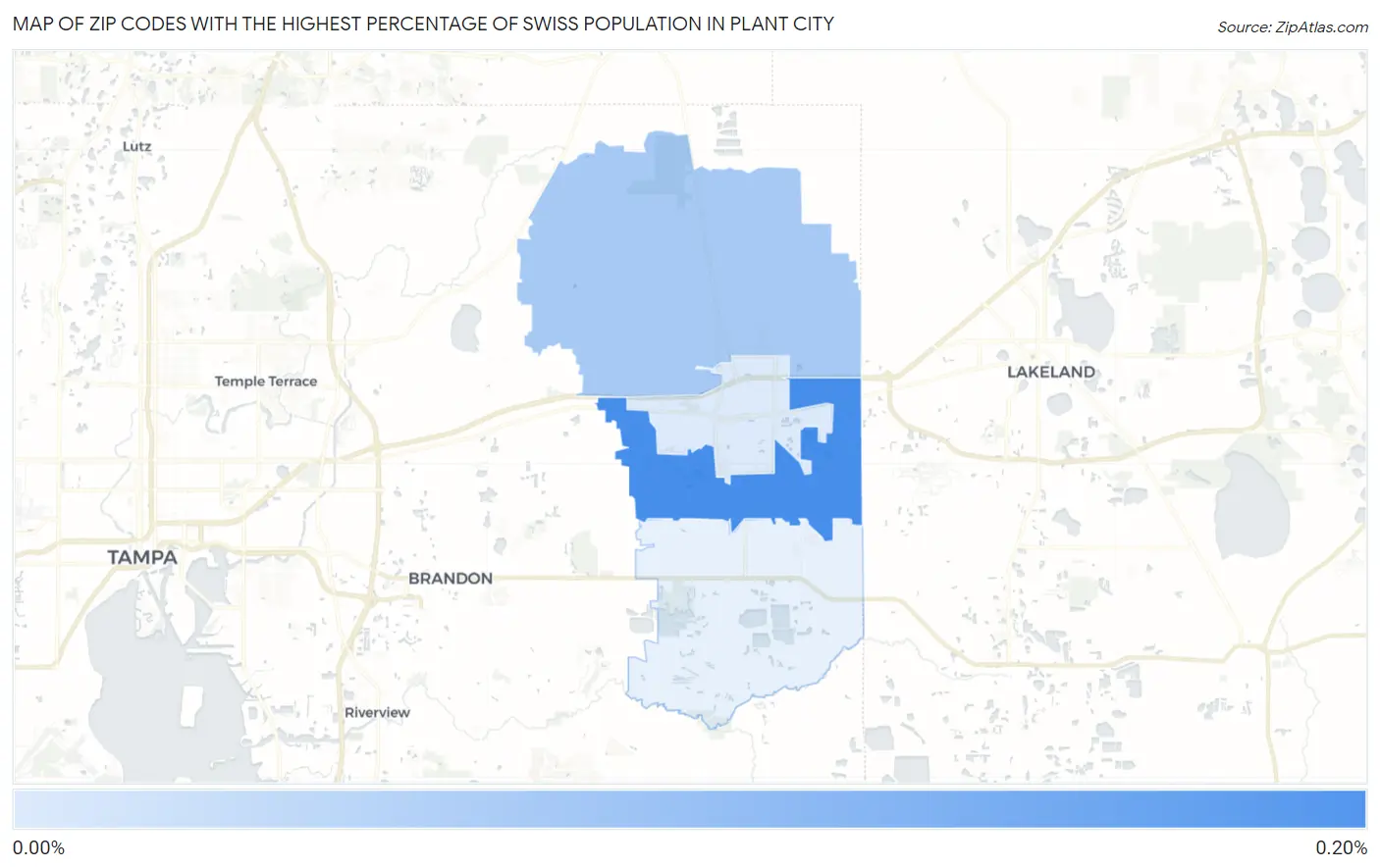 Zip Codes with the Highest Percentage of Swiss Population in Plant City Map
