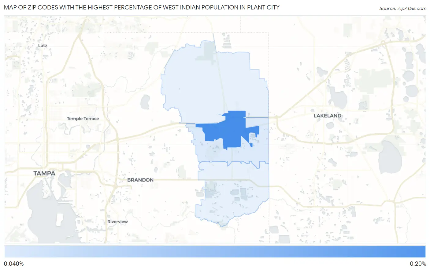 Zip Codes with the Highest Percentage of West Indian Population in Plant City Map