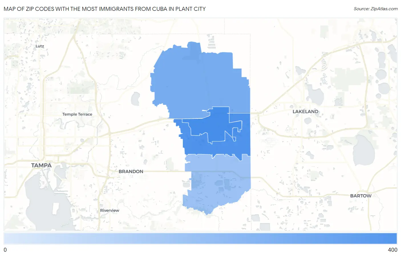 Zip Codes with the Most Immigrants from Cuba in Plant City Map