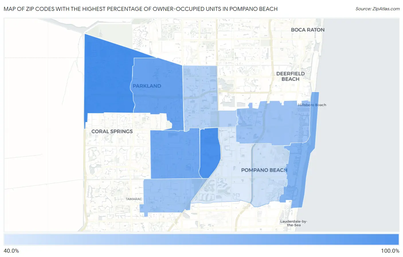 Zip Codes with the Highest Percentage of Owner-Occupied Units in Pompano Beach Map