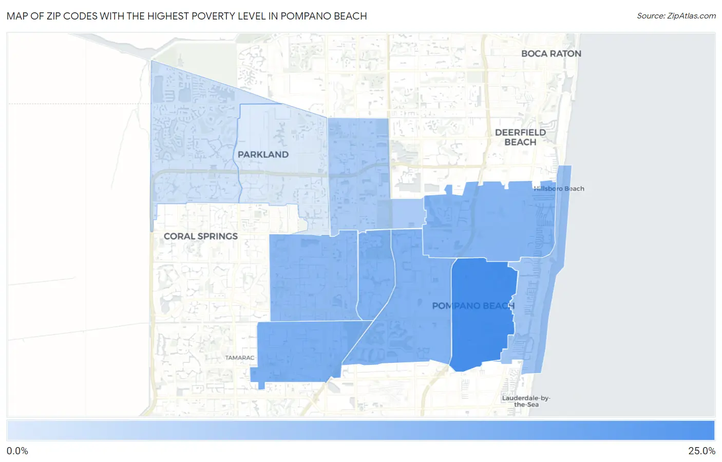 Zip Codes with the Highest Poverty Level in Pompano Beach Map