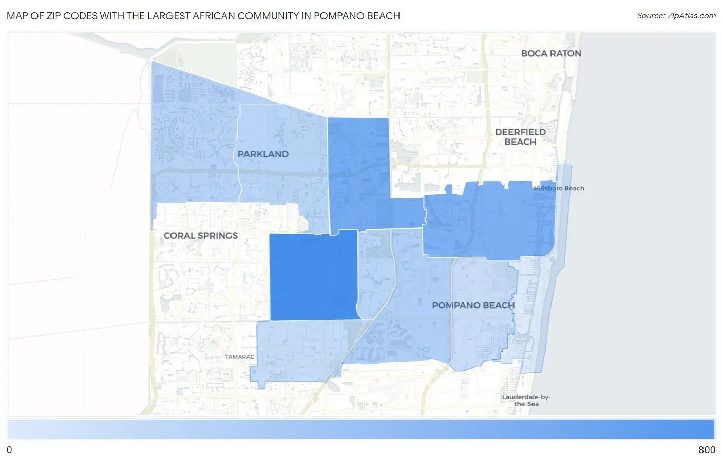 Zip Codes with the Largest African Community in Pompano Beach Map