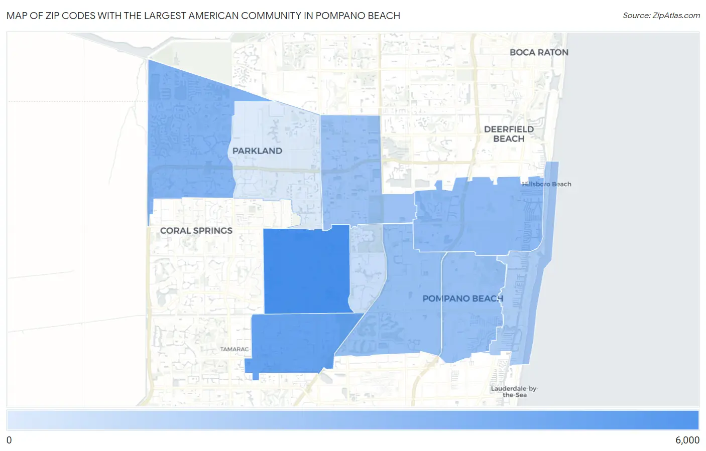 Zip Codes with the Largest American Community in Pompano Beach Map