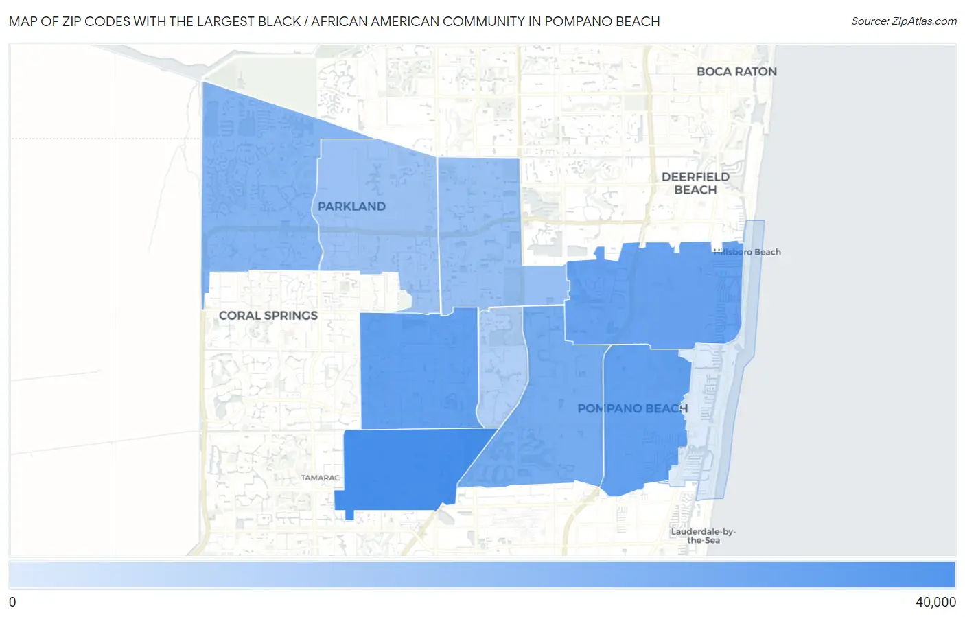Zip Codes with the Largest Black / African American Community in Pompano Beach Map