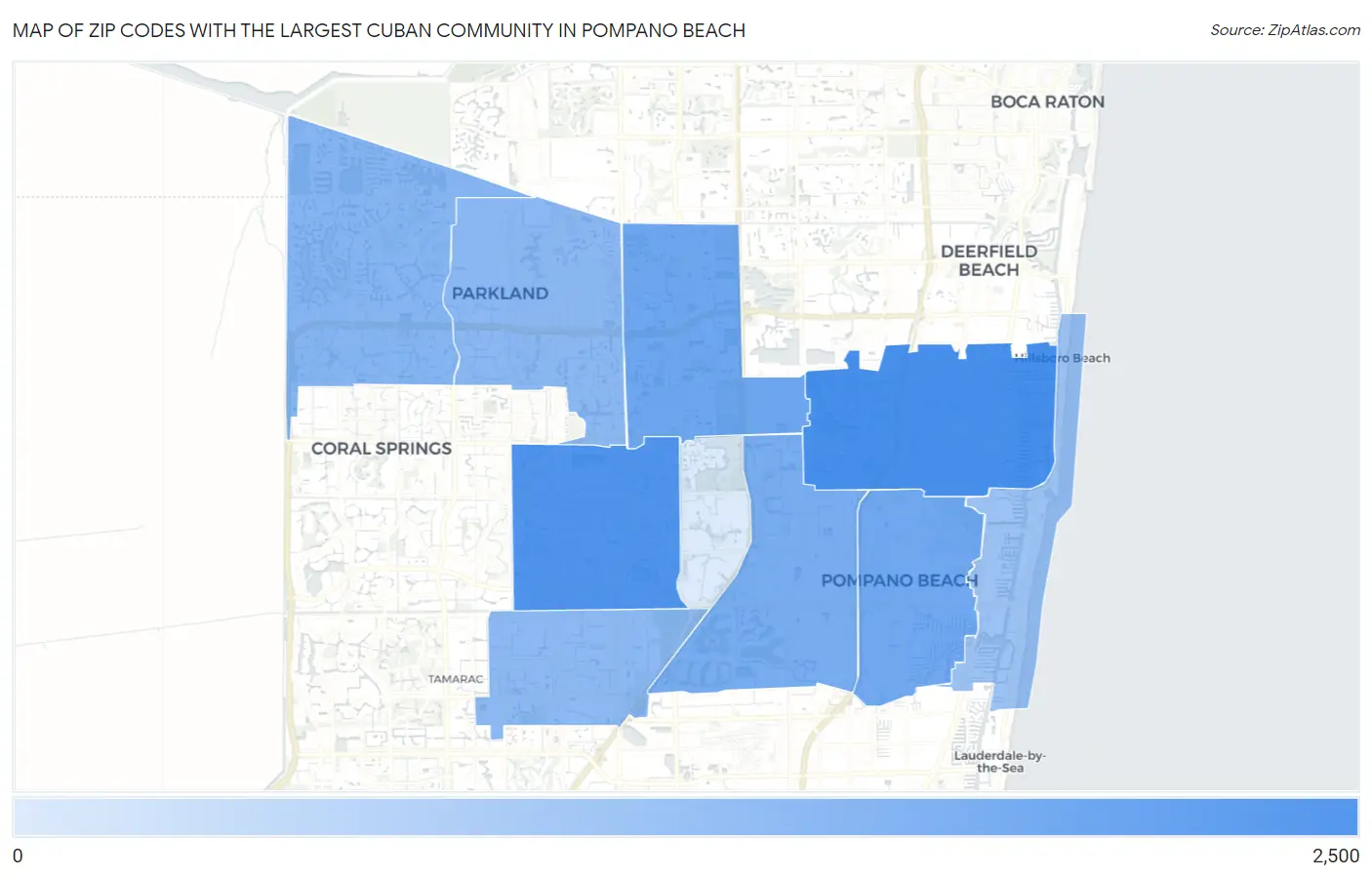 Zip Codes with the Largest Cuban Community in Pompano Beach Map