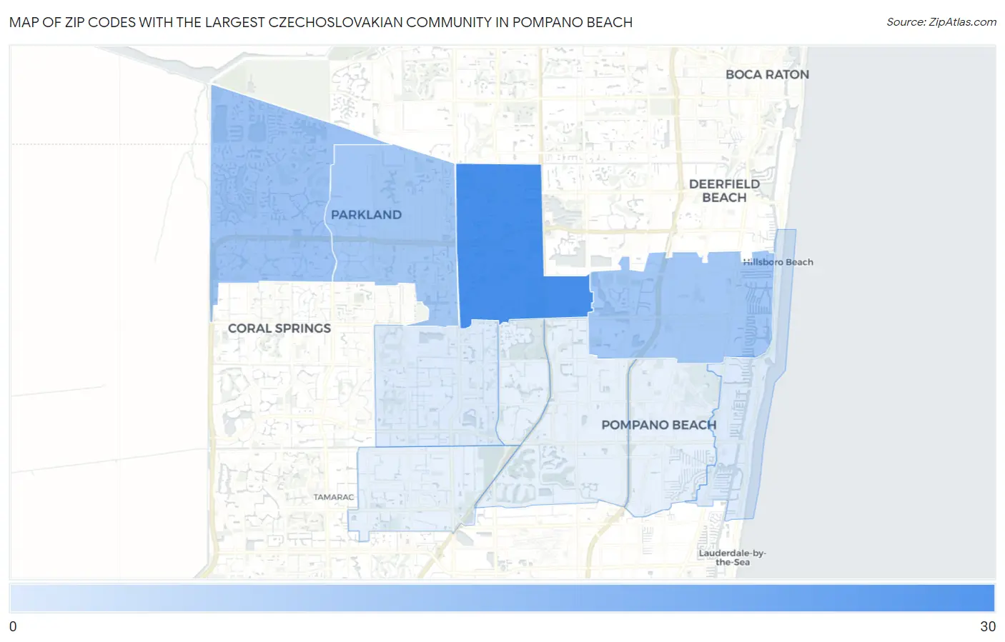 Zip Codes with the Largest Czechoslovakian Community in Pompano Beach Map