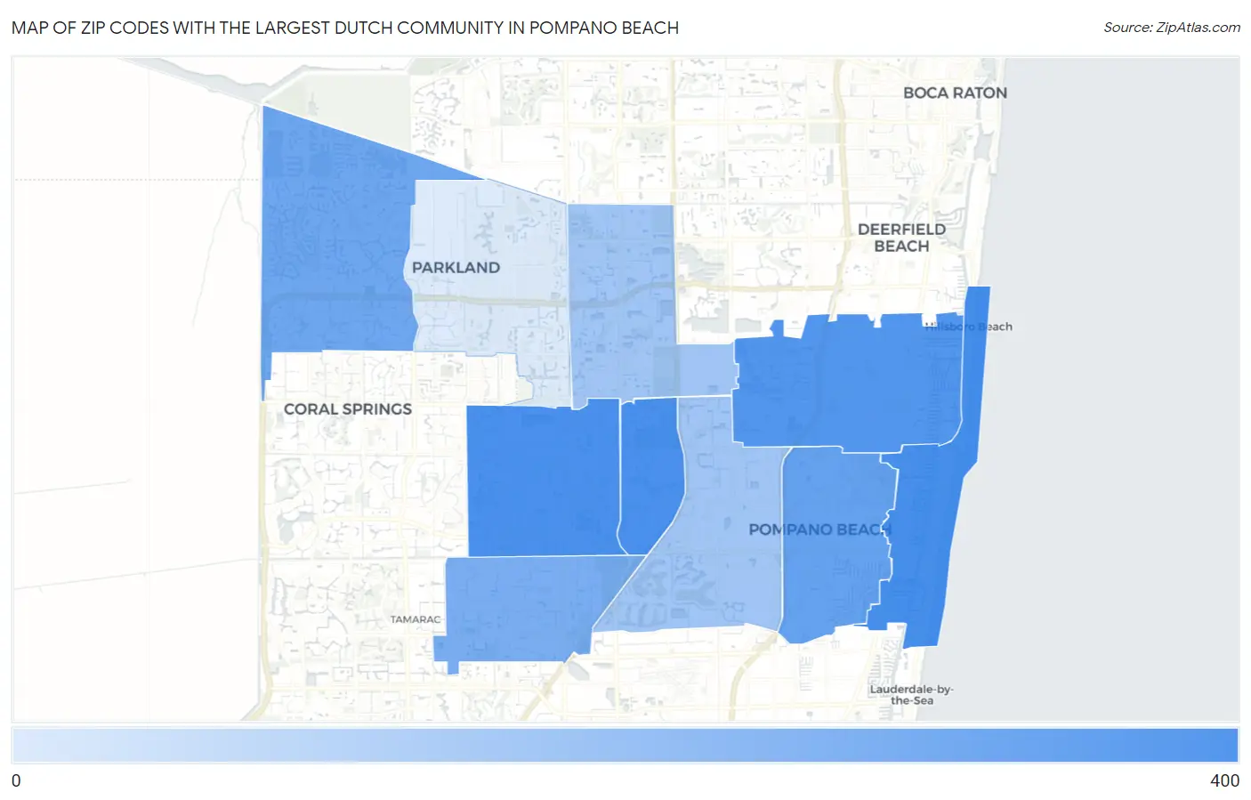 Zip Codes with the Largest Dutch Community in Pompano Beach Map