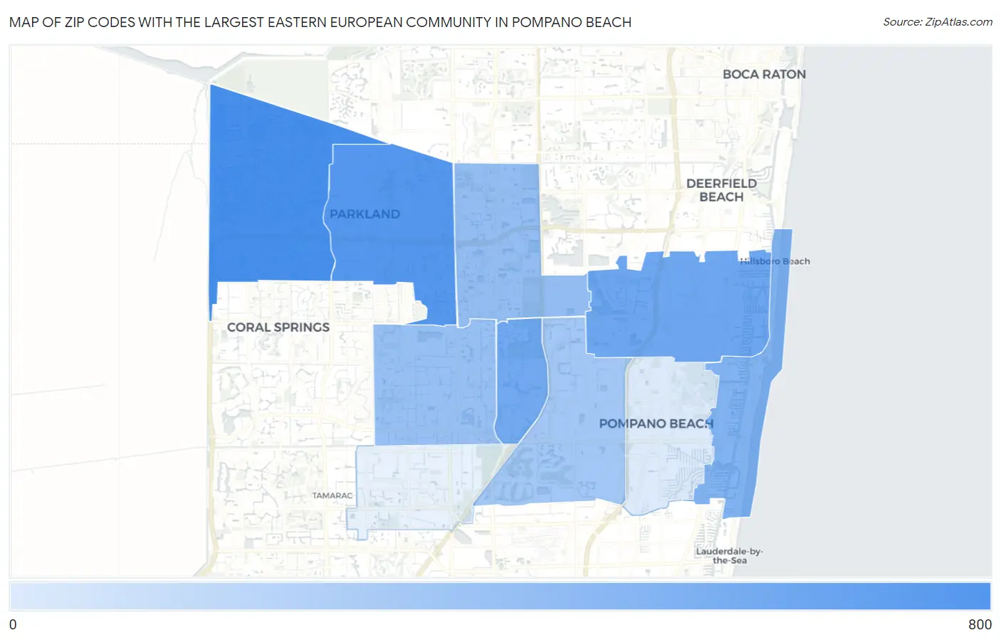 Zip Codes with the Largest Eastern European Community in Pompano Beach Map