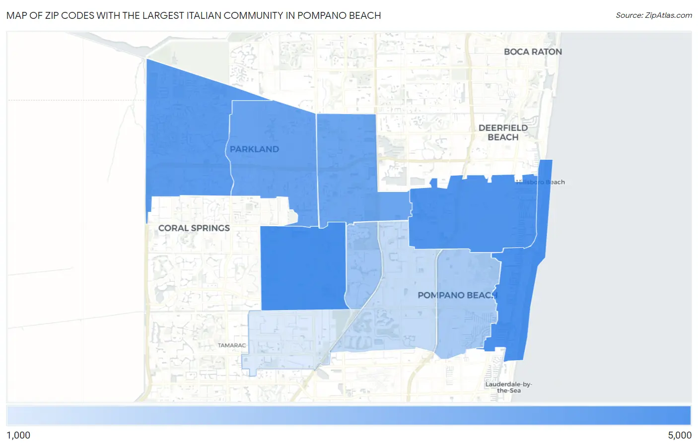 Zip Codes with the Largest Italian Community in Pompano Beach Map