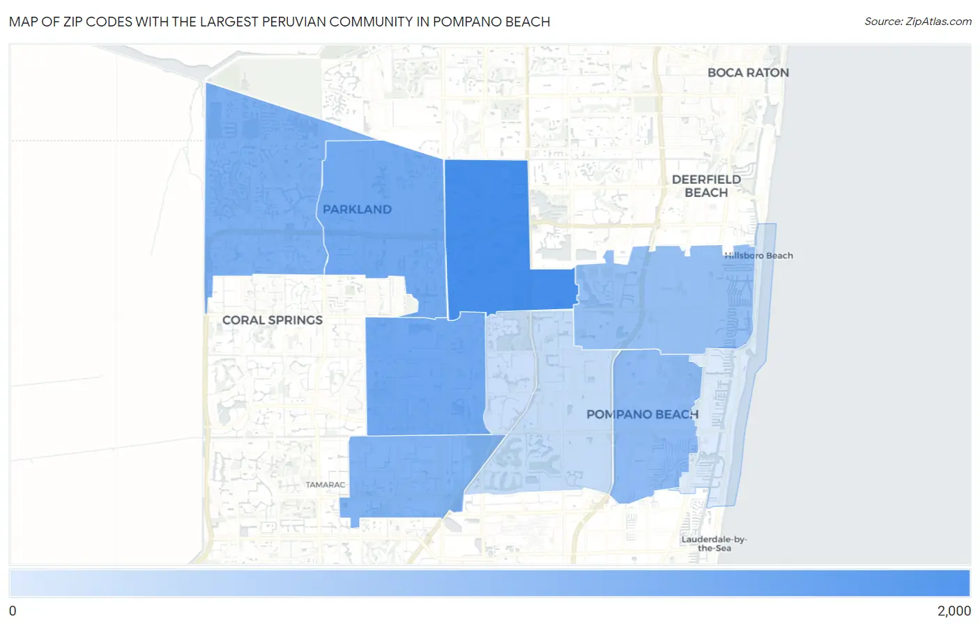 Zip Codes with the Largest Peruvian Community in Pompano Beach Map