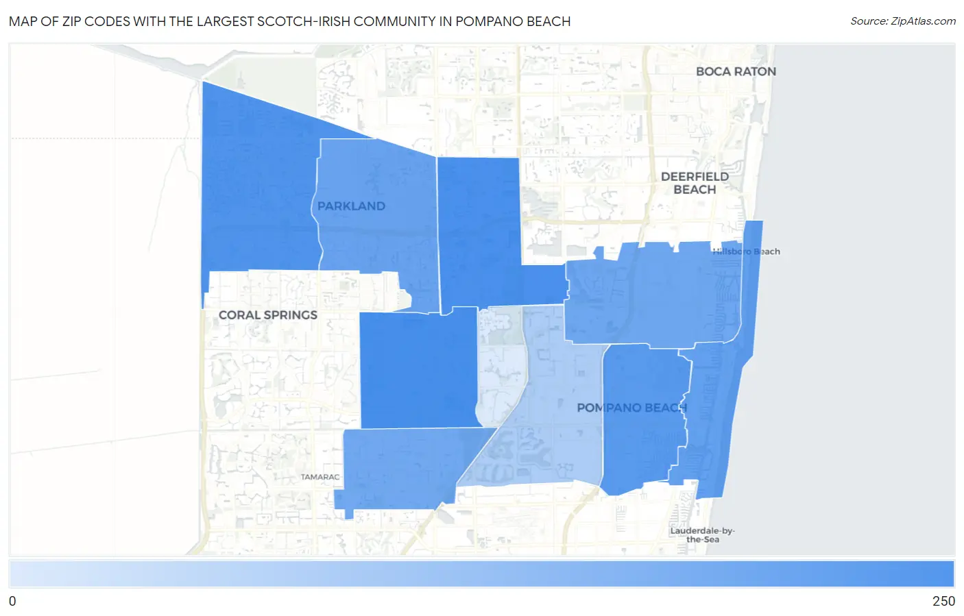 Zip Codes with the Largest Scotch-Irish Community in Pompano Beach Map