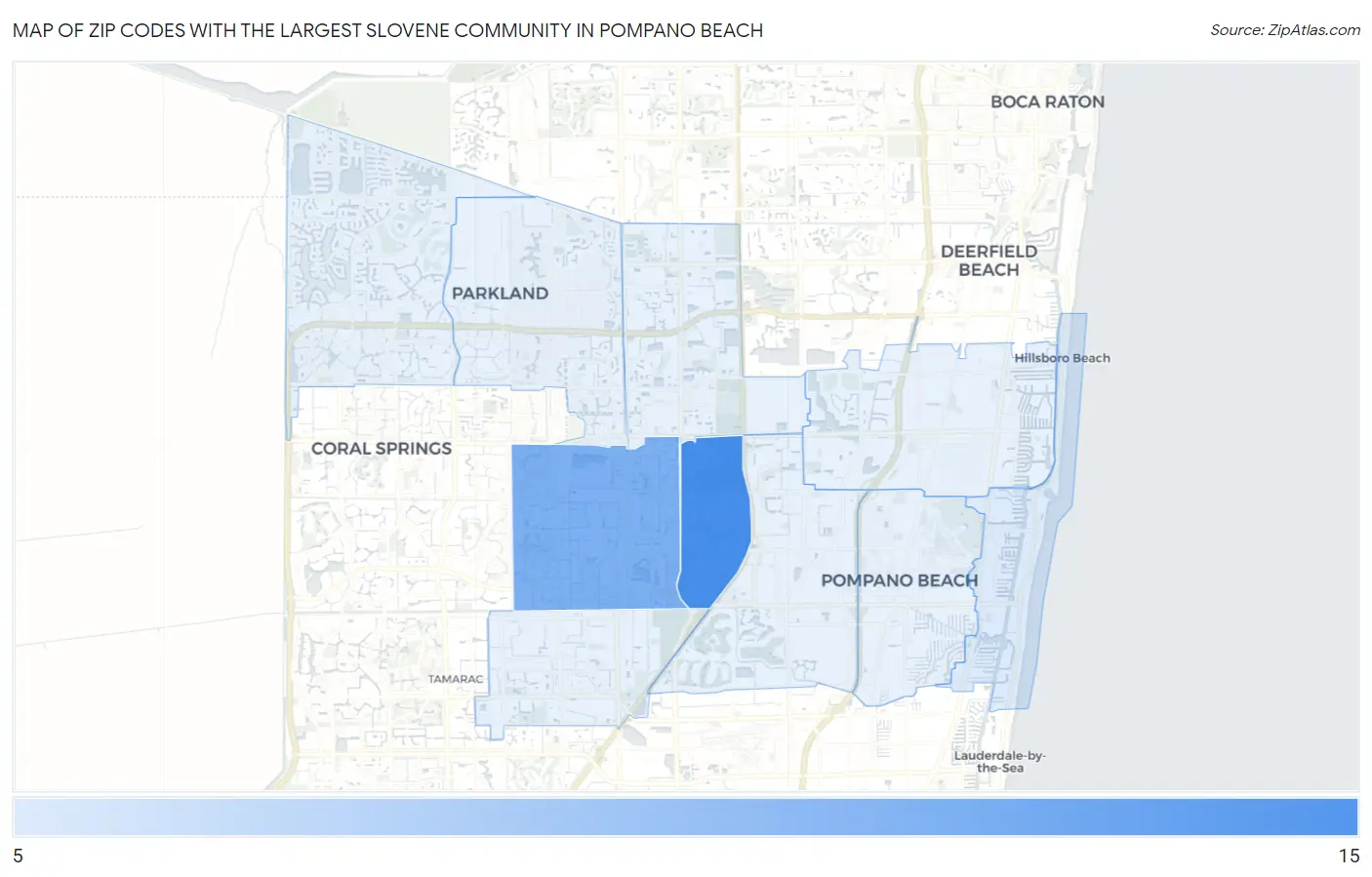 Zip Codes with the Largest Slovene Community in Pompano Beach Map