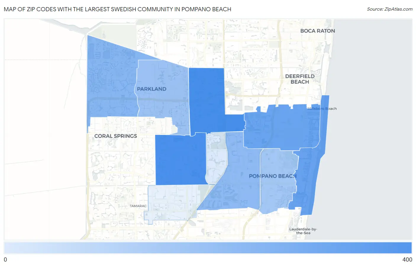 Zip Codes with the Largest Swedish Community in Pompano Beach Map