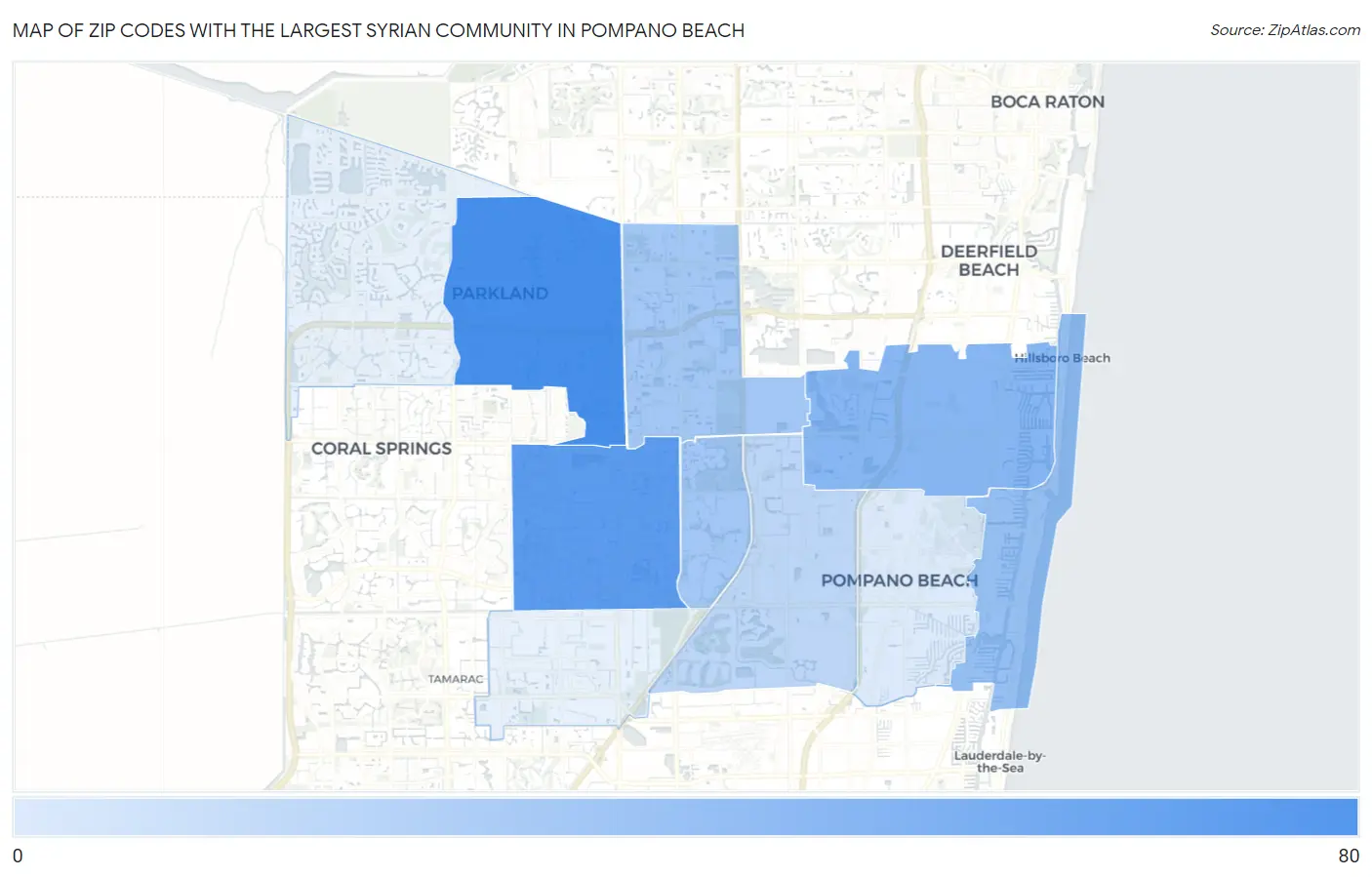Zip Codes with the Largest Syrian Community in Pompano Beach Map