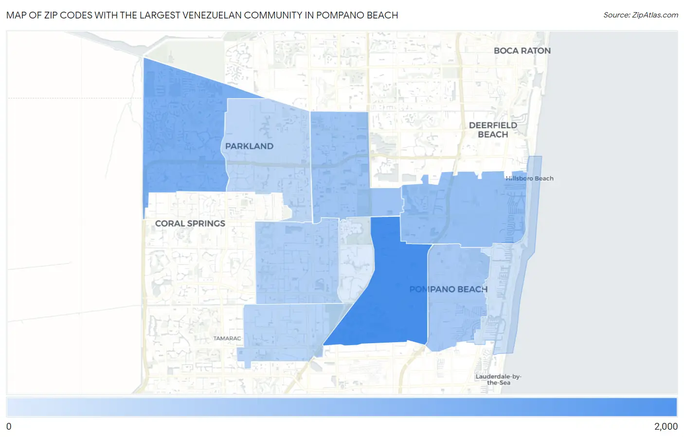 Zip Codes with the Largest Venezuelan Community in Pompano Beach Map