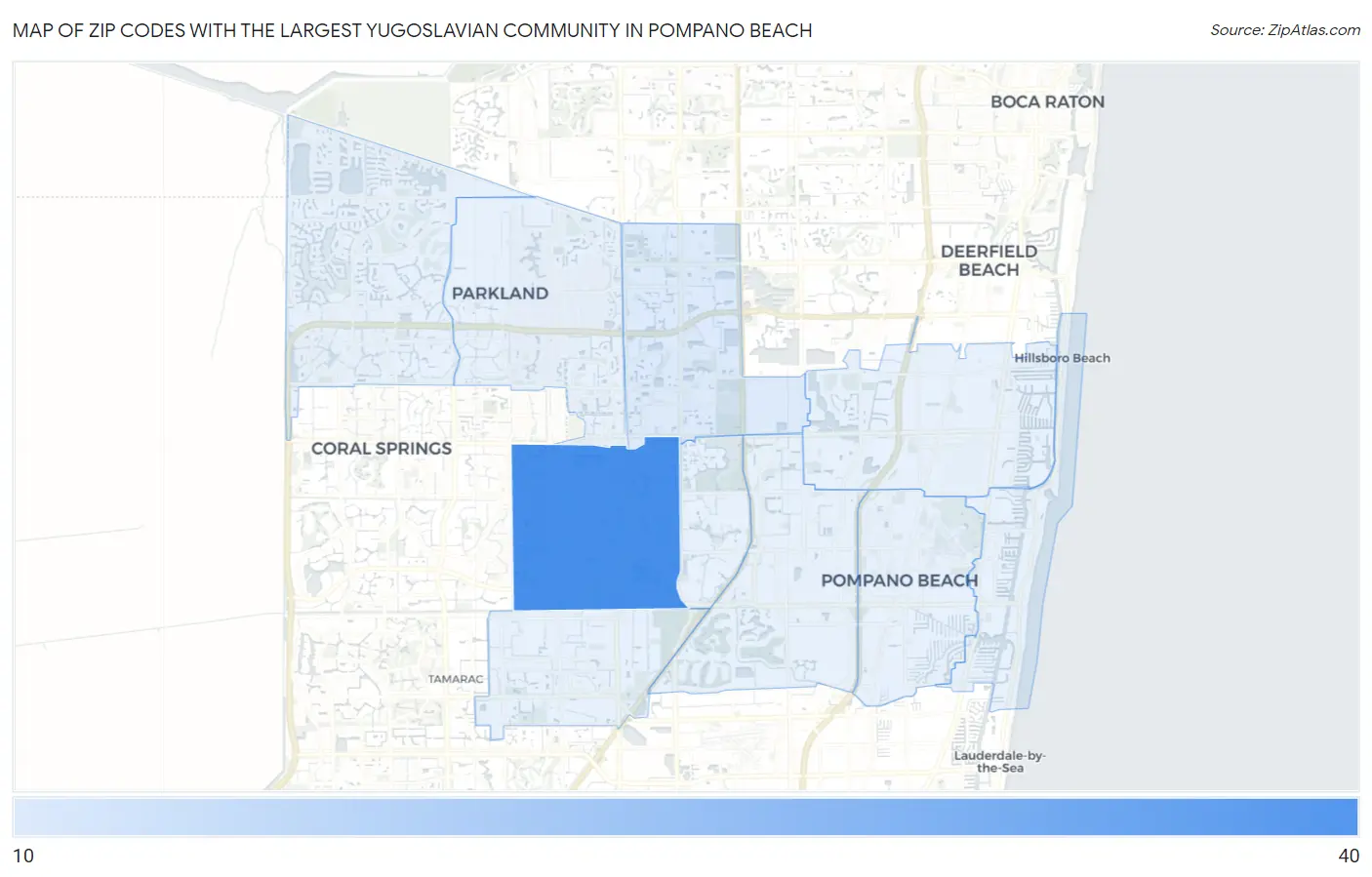 Zip Codes with the Largest Yugoslavian Community in Pompano Beach Map