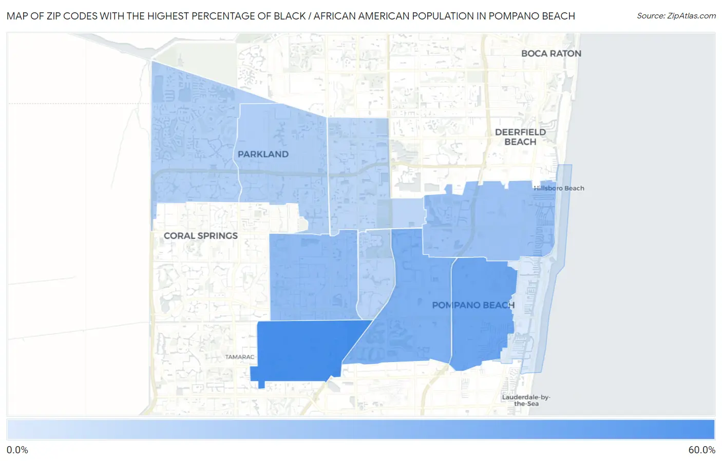 Zip Codes with the Highest Percentage of Black / African American Population in Pompano Beach Map