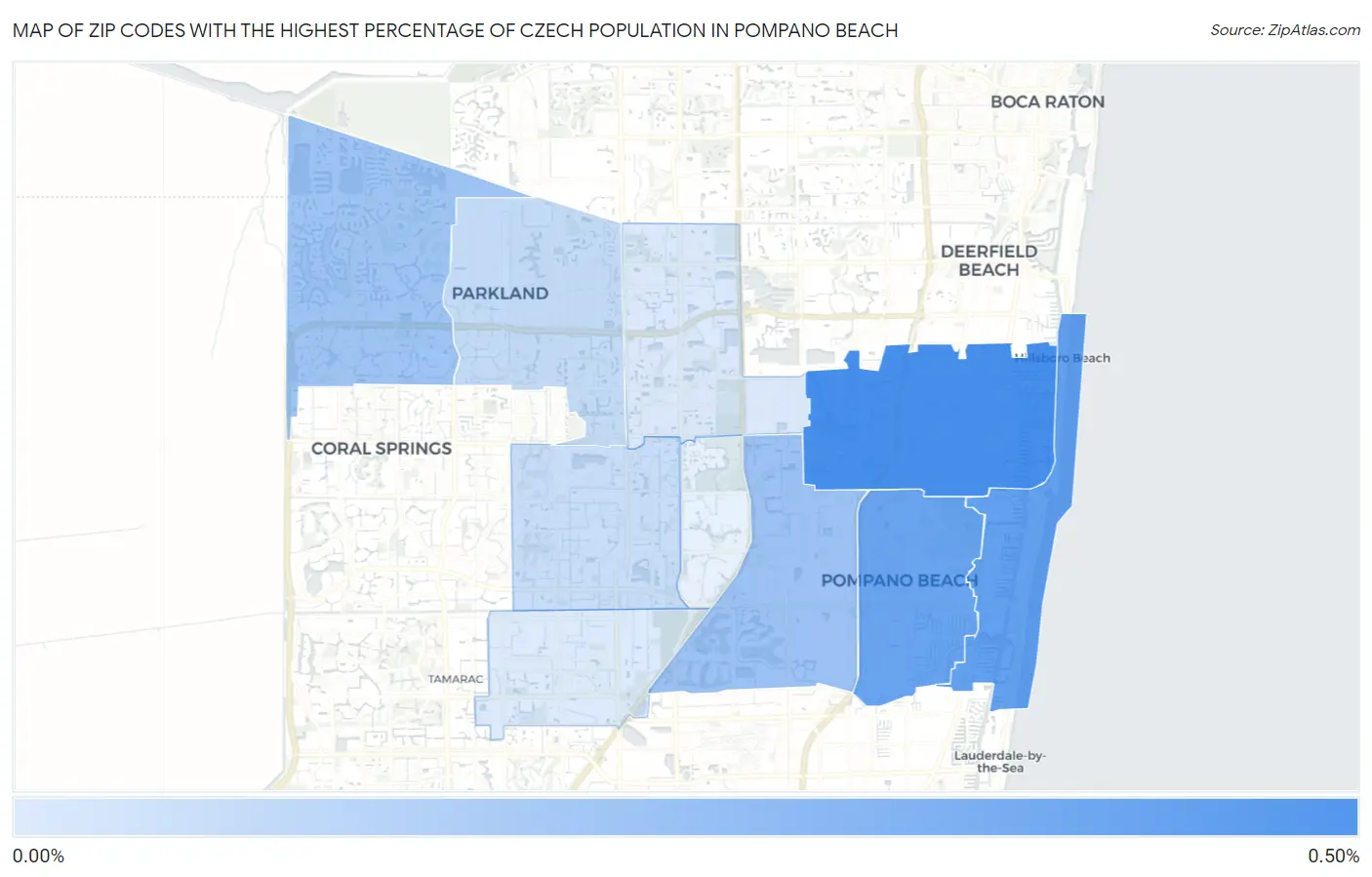 Zip Codes with the Highest Percentage of Czech Population in Pompano Beach Map