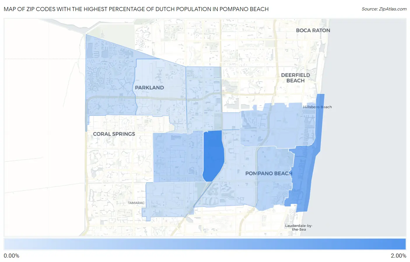 Zip Codes with the Highest Percentage of Dutch Population in Pompano Beach Map