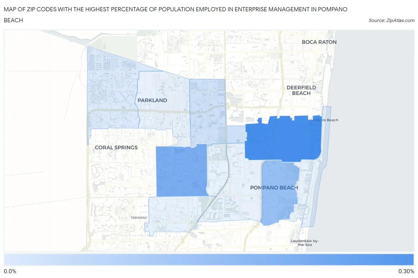 Zip Codes with the Highest Percentage of Population Employed in Enterprise Management in Pompano Beach Map