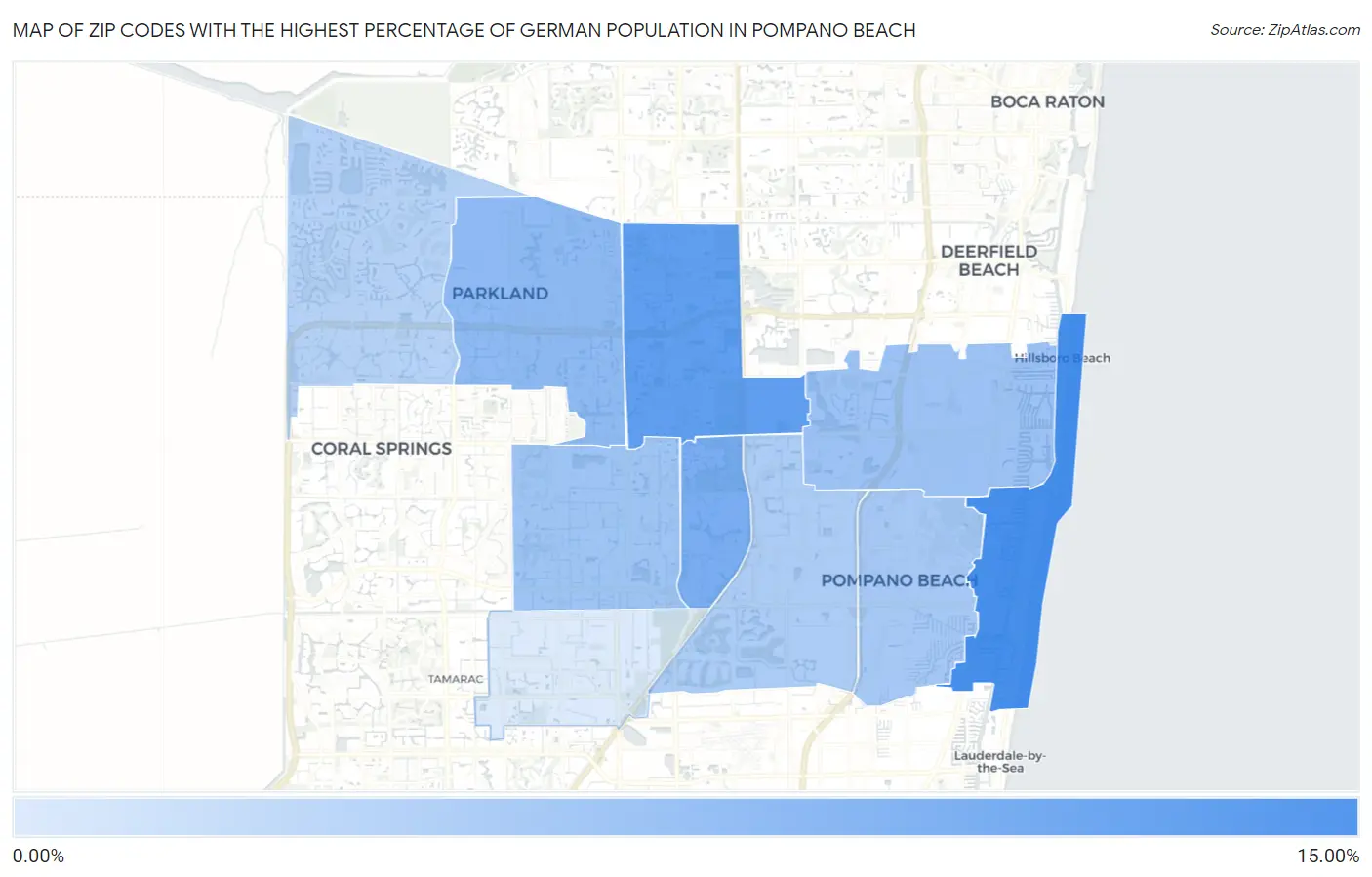 Zip Codes with the Highest Percentage of German Population in Pompano Beach Map