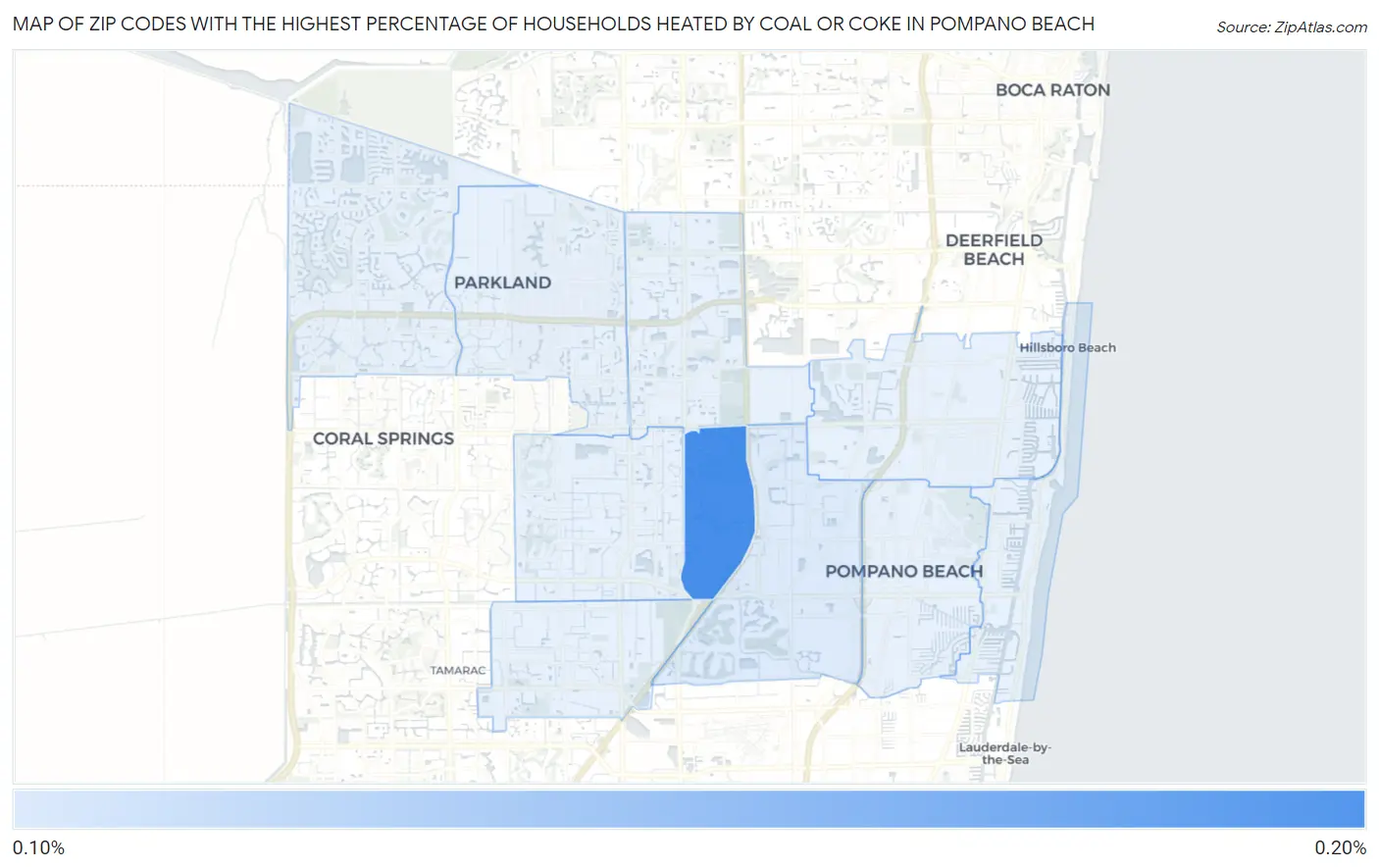 Zip Codes with the Highest Percentage of Households Heated by Coal or Coke in Pompano Beach Map