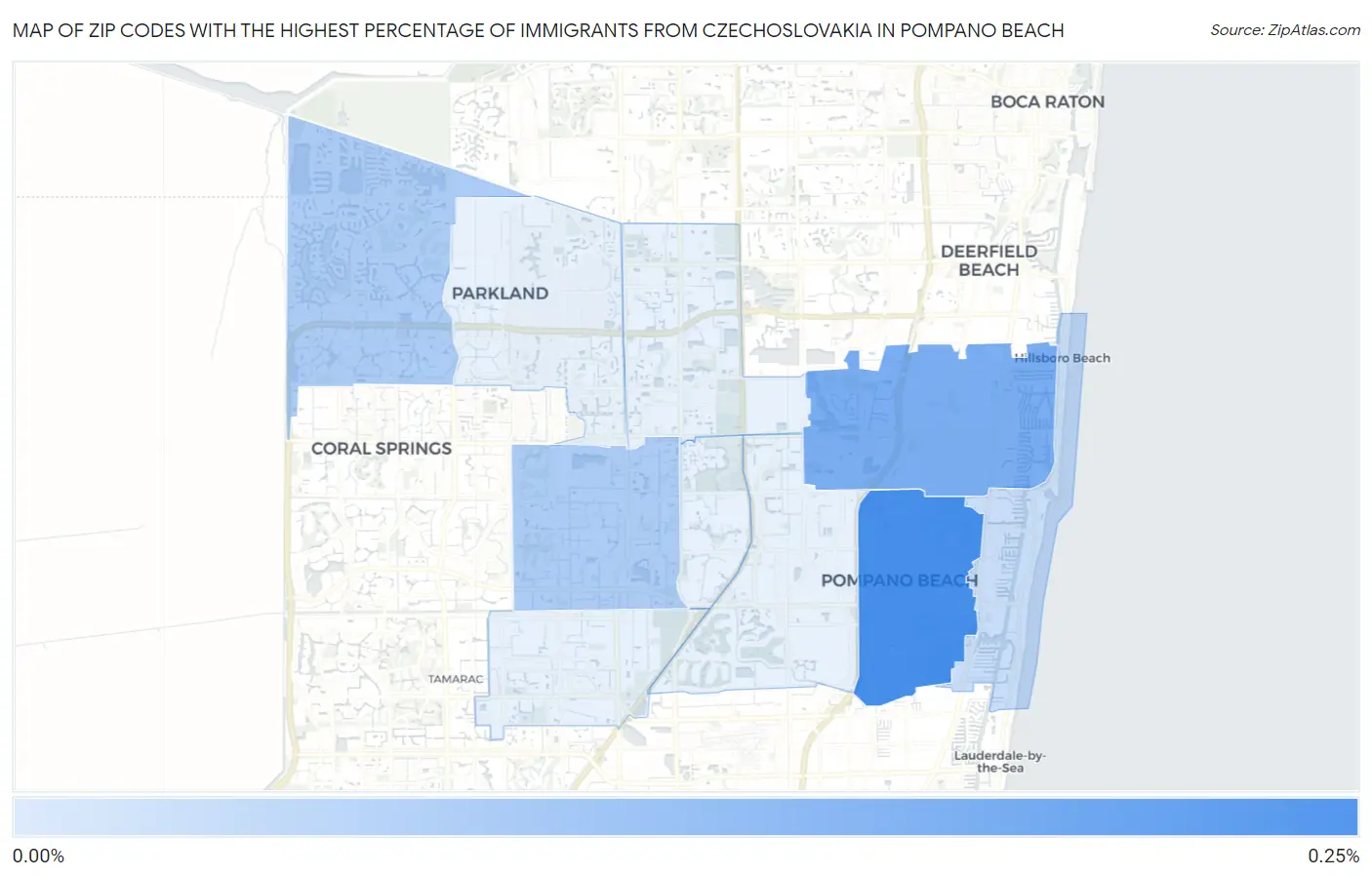 Zip Codes with the Highest Percentage of Immigrants from Czechoslovakia in Pompano Beach Map