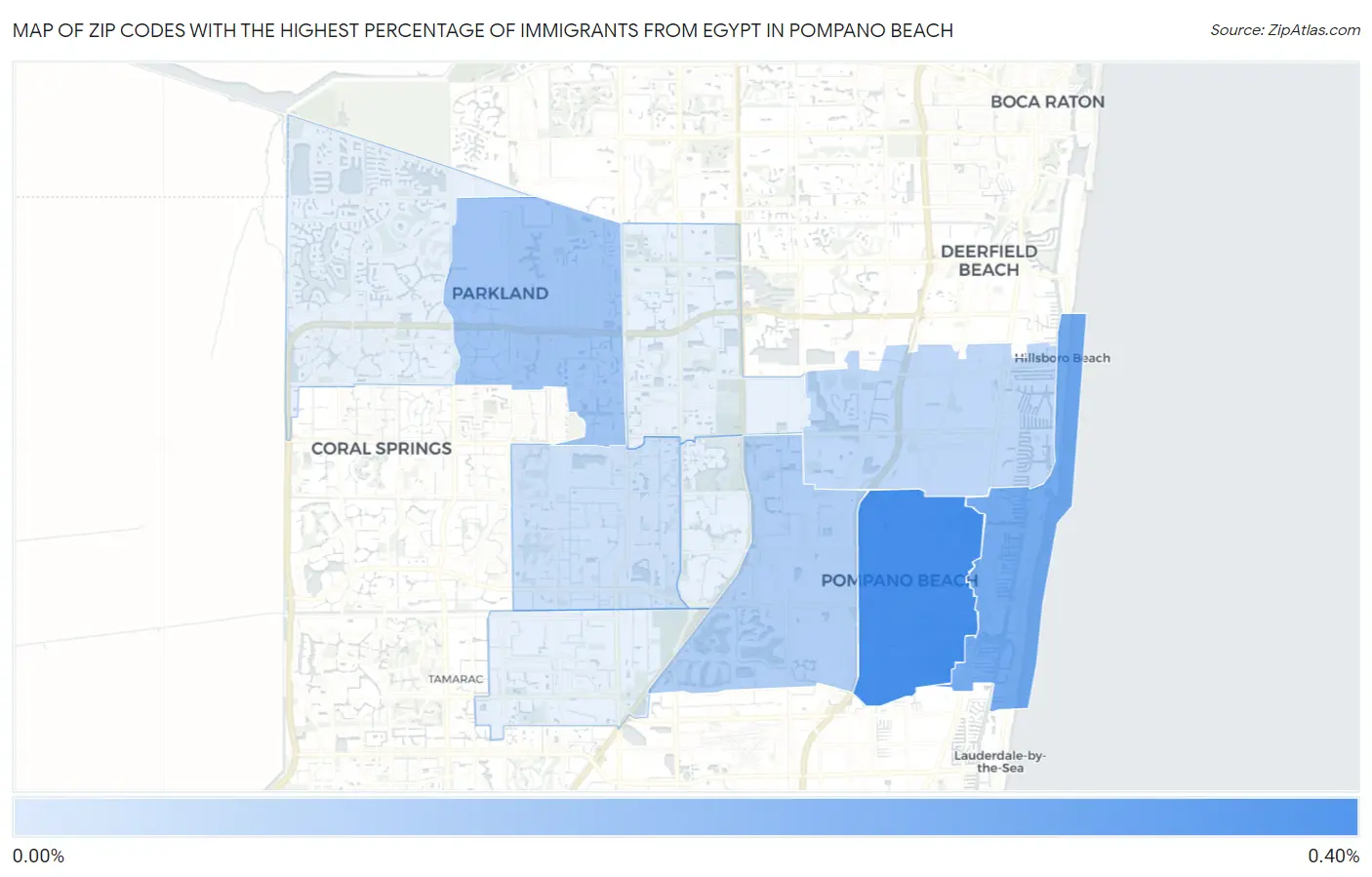 Zip Codes with the Highest Percentage of Immigrants from Egypt in Pompano Beach Map