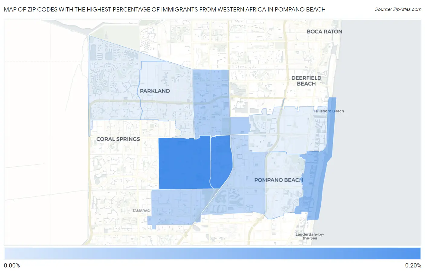 Zip Codes with the Highest Percentage of Immigrants from Western Africa in Pompano Beach Map