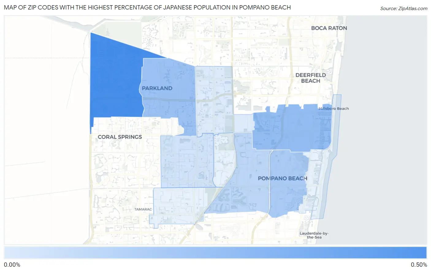 Zip Codes with the Highest Percentage of Japanese Population in Pompano Beach Map