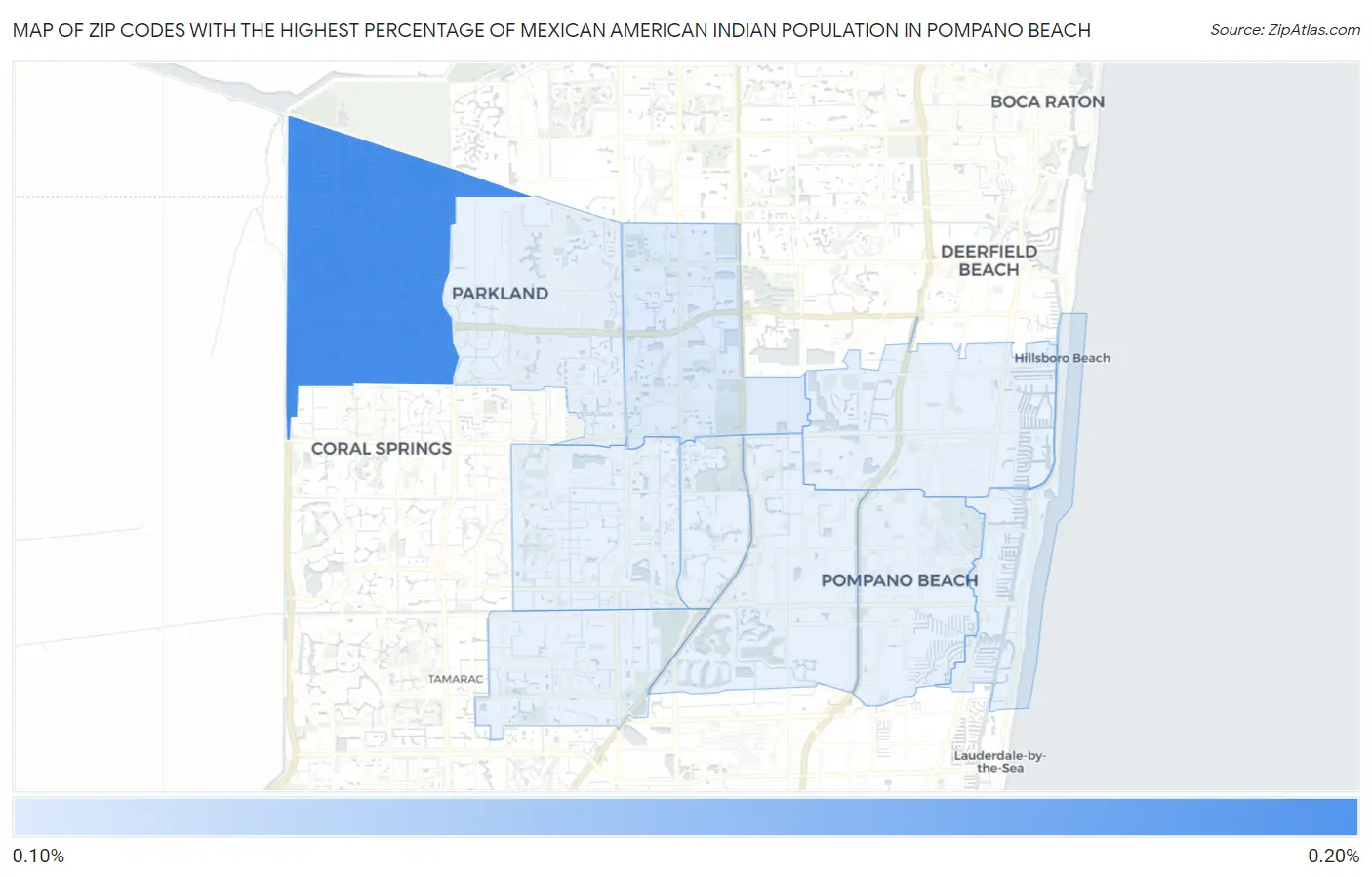 Zip Codes with the Highest Percentage of Mexican American Indian Population in Pompano Beach Map