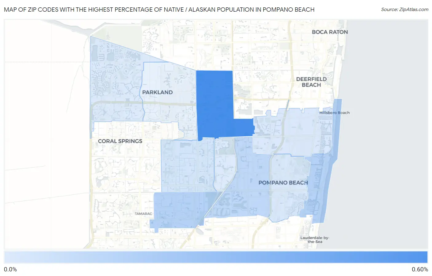 Zip Codes with the Highest Percentage of Native / Alaskan Population in Pompano Beach Map