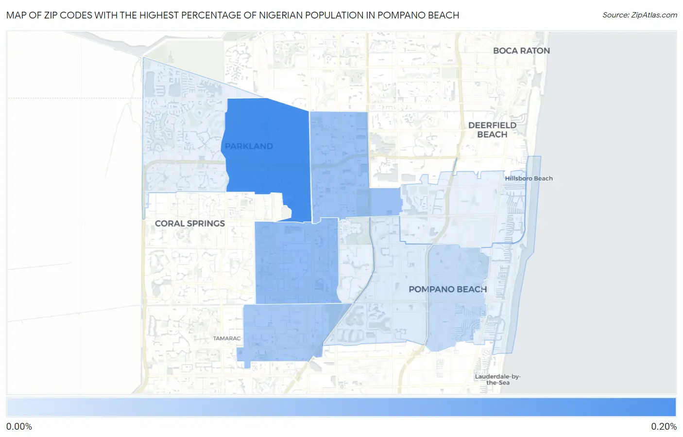 Zip Codes with the Highest Percentage of Nigerian Population in Pompano Beach Map