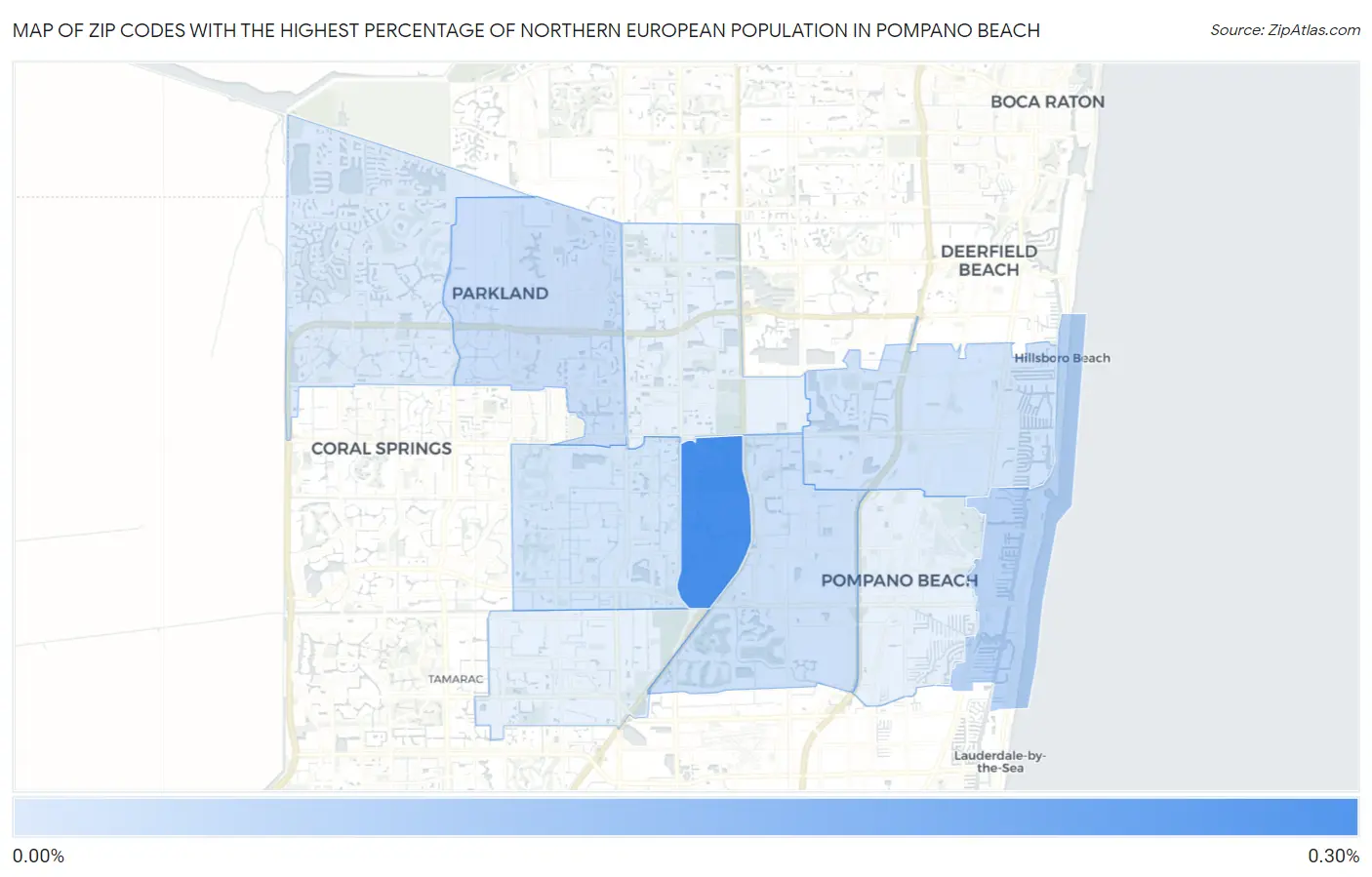 Zip Codes with the Highest Percentage of Northern European Population in Pompano Beach Map