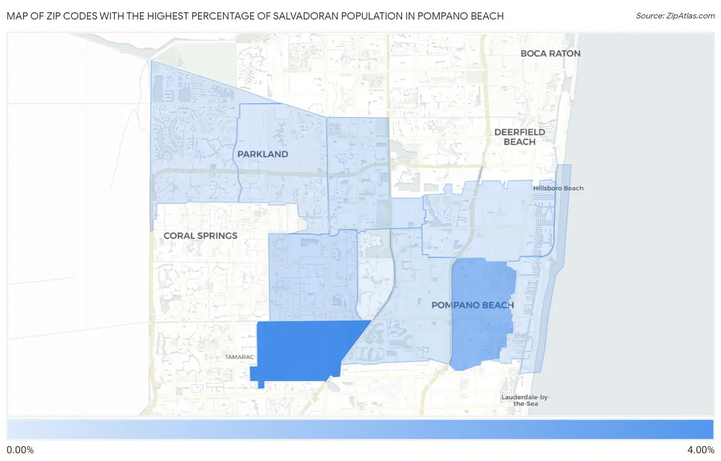 Zip Codes with the Highest Percentage of Salvadoran Population in Pompano Beach Map