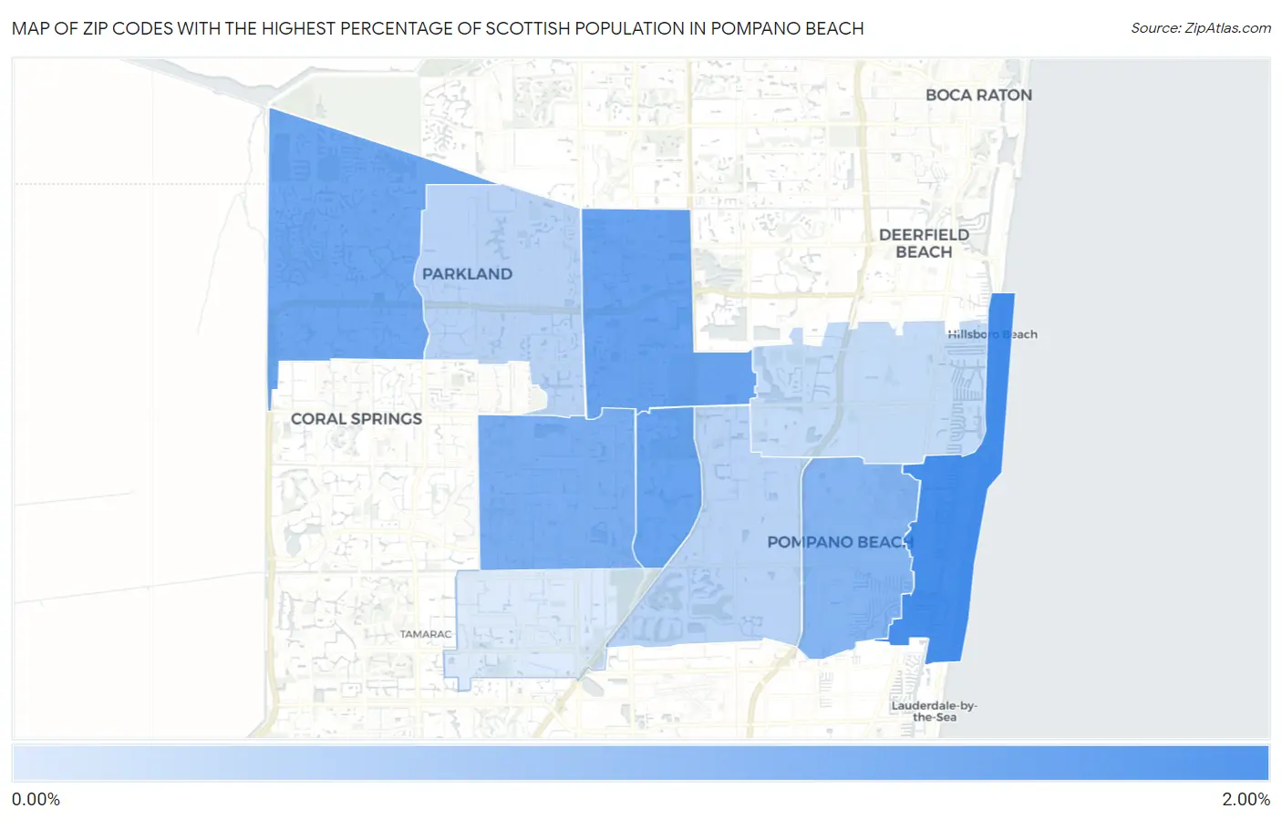 Zip Codes with the Highest Percentage of Scottish Population in Pompano Beach Map