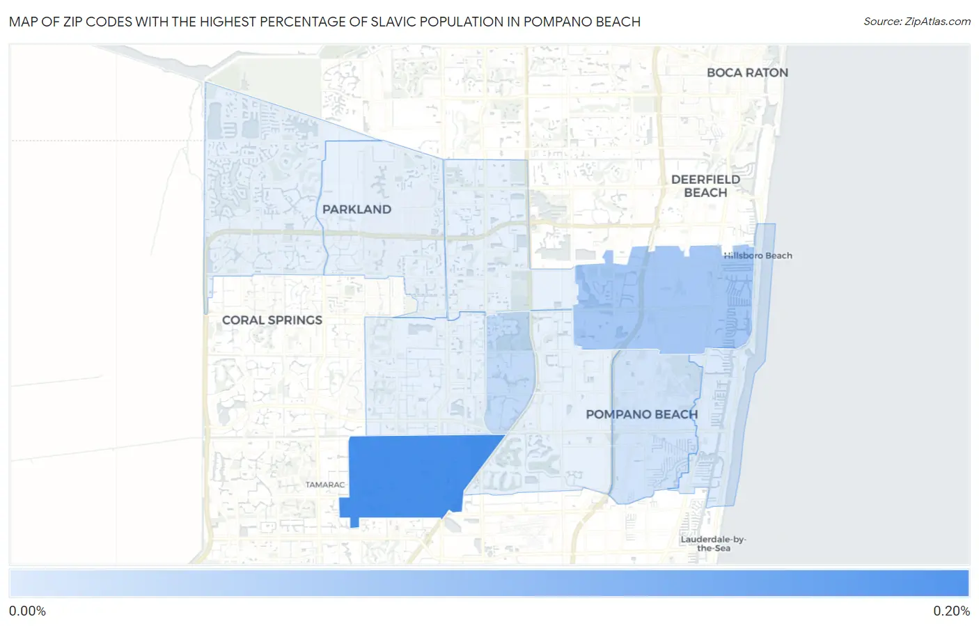 Zip Codes with the Highest Percentage of Slavic Population in Pompano Beach Map