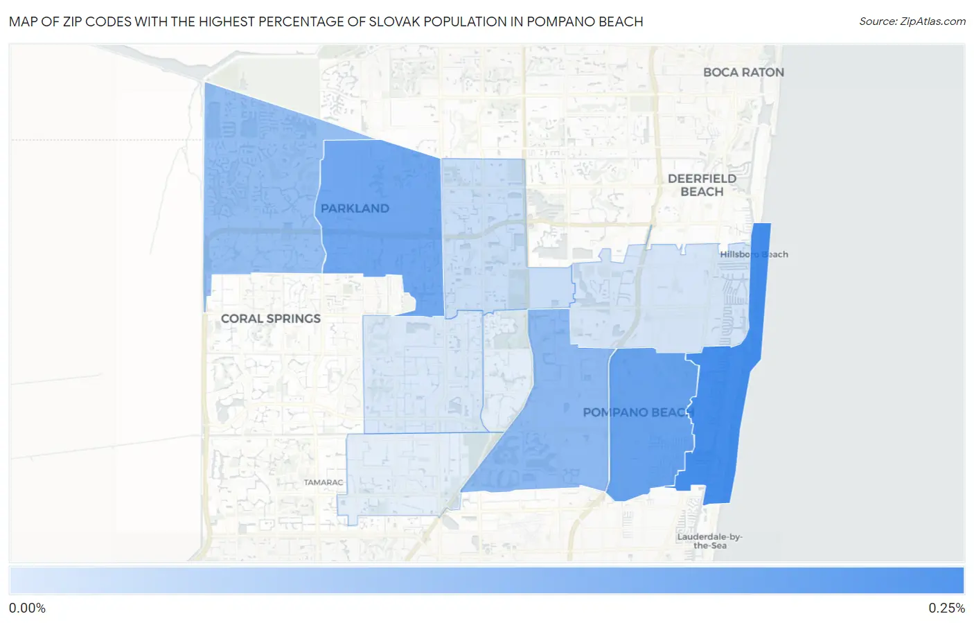 Zip Codes with the Highest Percentage of Slovak Population in Pompano Beach Map