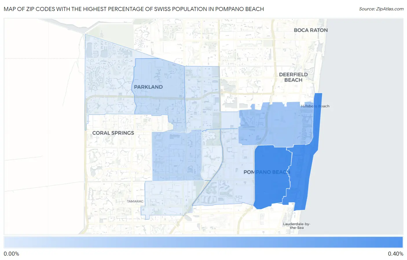 Zip Codes with the Highest Percentage of Swiss Population in Pompano Beach Map