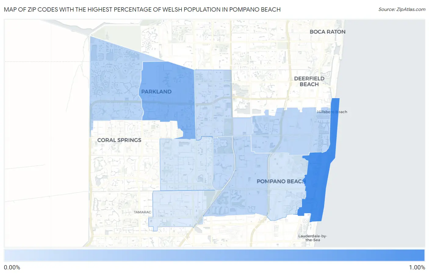 Zip Codes with the Highest Percentage of Welsh Population in Pompano Beach Map