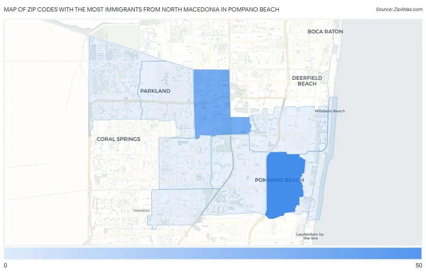 Zip Codes with the Most Immigrants from North Macedonia in Pompano Beach Map